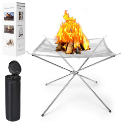 Feuerstelle Outdoor 56 cm, Große Tragbare Feuerschale aus Edelstahl für Camping, Garten, BBQ, Picknick & Strand – Faltbar & Stabil Angebot bei HelloDeals
