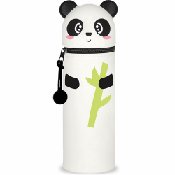 Kawaii Federmäppchen, mäppchen, 2-in-1 Weiche Silikontasche, Federmäppchen, Stand Up Federmäppchen, Tier Stifthalter, Stifthalter Bleistifttasche Mädchen Junge (Bambus-Panda) Angebot bei HelloDeals