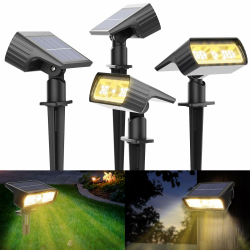 Moxled Solarlampen für Außen Garten, 3000K Warmweiß Solar Strahler 4 Stück, IP65 Wasserdicht Gartenleuchten, 2 Helligkeitsmodi Solarleuchten für Außen Garten, Hof, Gehweg Angebot bei HelloDeals