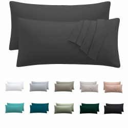 Nesture Kissenbezug 40 x 80 2er Set - kopfkissenbezug 40x80 cm Anthrazit, 100% Mikrofaser kissenbezüge mit Reißverschluss, Weich und Bügelfrei Angebot bei HelloDeals