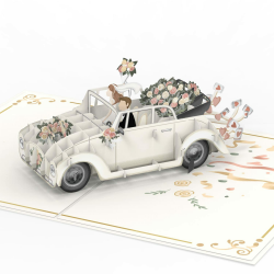 papercrush® Pop-Up Hochzeitskarte Hochzeitsauto - 3D Hochzeitskarte edel „just married“, Glückwunschkarte zur Hochzeit, Gutschein für Hochzeitsreise & Geldgeschenk, Flitterwochen Geschenk Angebot bei HelloDeals