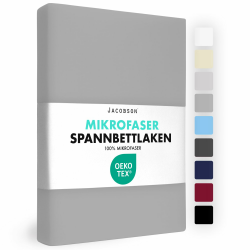 JACOBSON Spannbettlaken 180x200-200x200, Premium Mikrofaser Spannbetttuch 160g/m², Bettlaken (180x200cm - 200x200cm, Grau) Angebot bei HelloDeals