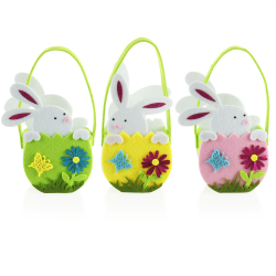 COM-FOUR® 3x Osternest mit Hase - Osterkörbchen aus Filz zum Befüllen - Filztasche Osterhase zum Verschenken - Osterdeko - Frühlingsdekoration (03 Körbe - Hase weiß) Angebot bei HelloDeals