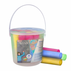 Westcott Straßenmalkreide | 20 Stück bunte Straßenkreide für Kinder im praktischen Transporteimer | leicht abwaschbar | geeignet für Asphalt, Tafel oder Stein | E-744981 00 Angebot bei HelloDeals