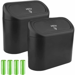 TOFFCAEA 2 Stück Auto Mülleimer mit 80 Stück Müllsäcke, Automülleinmer Mit Deckel, Multifunktional Kleiner Automülleinmer, Hängende Aufbewahrungsbox für Autos Angebot bei HelloDeals