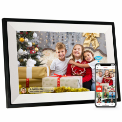 10,1 Zoll Digitaler Bilderrahmen WLAN, 1280x800 HD IPS Touchscreen Digitale Bilderrahmen, Automatische Rotation, 32GB Speicher, Teilen Sie Fotos sofort von überall, Schwarz & Weiß,Frameo App Angebot bei HelloDeals