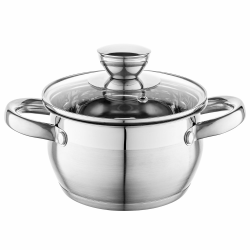Florina Oliver 14 cm 1,3 L Edelstahltopf mit Glasdeckel | Für Induktion, Gas, Elektro, Ceran | Messskala innen | Spülmaschinengeeignet | Hitzebeständiger Deckel | Langlebig & robust Angebot bei HelloDeals