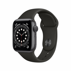 Apple Watch Series 6 (GPS, 40MM) Aluminiumgehäuse Space Grau mit Schwarz Sportarmband (Generalüberholt) Angebot bei HelloDeals