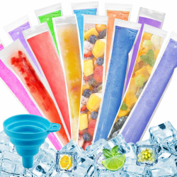 300 Stück Wassereis Tüten mit 1 Trichter, Popsicle Taschen Popsicle Formen Beutel, BPA-frei, Wassereistüte Popsicle Pouches für Joghurt, Eisbonbons, Eiscreme, Gastgeschenke(28 X 5.5cm) Angebot bei HelloDeals