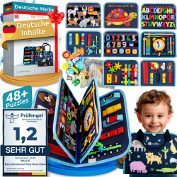 Mallie® Busy Board Deutsch & Montessori Buch [Mit Puzzle Tasche] Perfekt für Reisen im Auto, Zug oder Flugzeug I 100% BPA- und Schadstoff-Frei als Quiet Book & Busy Book I Activity Board & Busy Book Angebot bei HelloDeals