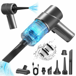 Handstaubsauger 12000Pa Auto Staubsauger USB-C Wiederaufladbarer Akku Handstaubsauger Kabellos 4 in 1 Mini Staubsauger für den Auto, Haus, Küche Silber Angebot bei HelloDeals