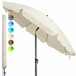 4smile Strandschirm SunnyJoy, Ø 180 cm Beige - UPF 50+ Sonnenschirm Strand mit Hülle, Sonnenschirm Balkon - Strandschirm windfest stabil, platzsparender Balkon Schirm als Ersatz für Kurbelschirm Angebot bei HelloDeals