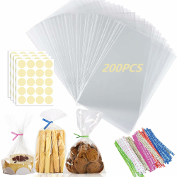 Rhimooay 200 Stück Kleine Tüten für Süßigkeiten, 20x15 cm Plastiktüten Cellophantüten Klein, Süßigkeiten Tüten, Candybar Tüten, Kleine Tütchen Zellophantüten für Hochzeit Angebot bei HelloDeals