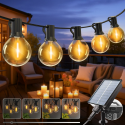 kolpop Lichterkette Außen Solar, 10M 8 Modi G40 Dimmbar Glühbirnen Solar Lichterkette Aussen Wetterfest, Wasserdicht Solarlichterkette für Balkon Garten Pavillon Terrasse Vorzelt, Warmweiß Angebot bei HelloDeals
