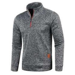 Half Zip Pullover Herren Ohne Kapuze Männer für Solid Arbeitspullover Oversize Winter Sport Arbeitspullover Sweater Men Alphanumerisch Angebot bei HelloDeals