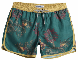 MaaMgic Herren Badeshorts Vintage Retro Boardshorts Schnelltrocknend mit Mesh-Futter und Verstellbarem Tunnelzug MEHRWEG L Gelb Dunkelgrün Angebot bei HelloDeals