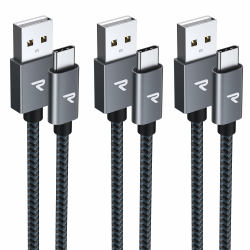 RAMPOW USB C Kabel [3er Pack] 📱 Schnellladekabel QC 3.0 3A - Grau Angebot bei HelloDeals