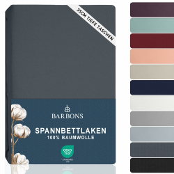 BARBONS Spannbettlaken 180x200cm - 35 cm Tiefe Tasche 100% Baumwolle Spannbetttuch Angebot bei HelloDeals