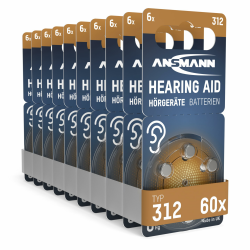 ANSMANN Hörgerätebatterien Typ 312 braun P312 ZL3 PR41, 60 Stück, Zink-Luft 1,4V Angebot bei HelloDeals