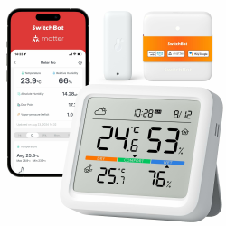 🌡️🌧️ SwitchBot Wlan Wetterstation Funk mit Außensensor & Matter Hub Angebot bei HelloDeals