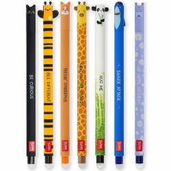 Legami Set mit 7 radierbaren Gelstiften 🐱🐝🐶🦒🐼🦈🦛 Angebot bei HelloDeals