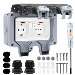 🔌🌧️ Außensteckdose IP66 Wasserdicht mit Schalter Kontrollleuchte Angebot bei HelloDeals