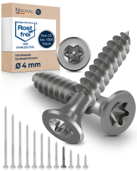 🔩 Edelstahlschrauben Torx Holzschrauben 4x30 Edelstahl V2A rostfrei 100 Stück Angebot bei HelloDeals