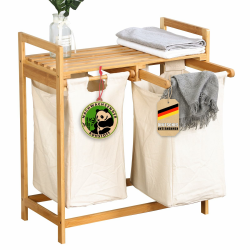 🌿 Floordirekt Bambus Wäschekorb mit 2 Fächern - Umweltfreundlich und praktisch! 🧺 Angebot bei HelloDeals