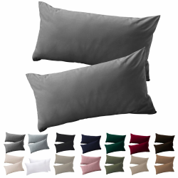 Soifox Kissenbezug 40 x 80 2er Set - Anthrazit 100% Mikrofaser 😍🛏️ Angebot bei HelloDeals