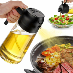 🌿🍳 SWEET VIEW 2 in 1 Ölsprüher zum Kochen, 470ml Glasölflaschen/Olivenöl Sprühflasche für Salat, Grillen und Heißluftfritteuse (Schwarz) 🍴🔥 Angebot bei HelloDeals