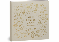 Mein erstes Jahr Babyalbum 📸👶 - Hochwertiges Leinenbuch mit Goldprägung Angebot bei HelloDeals