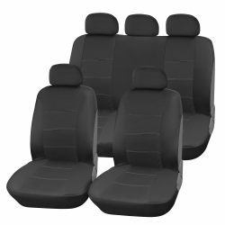 Upgrade4cars Autositzbezüge Set | Vordersitze & Rückbank | Schwarz 🚗🌟 Angebot bei HelloDeals