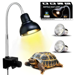 PewinGo Schildkröte Wärmelampe mit 2 UVA UVB Basking Spot Glühbirnen und 360°Schwenkklemme Angebot bei HelloDeals