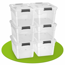 📦 Juskys Aufbewahrungsboxen - 6er Set 60l - Große, stapelbare Kunststoffboxen Angebot bei HelloDeals