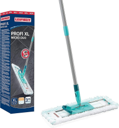 Leifheit Bodenwischer Profi XL micro Duo 🌿 Stahlstiel 146cm 🧹 Click-System & Mikrofaser Bezug 🌍 Umweltfreundlich Angebot bei HelloDeals