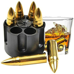 🥃🧊 BUYGOO Edelstahl Whisky Steine Bullets mit Basis - 6Pcs Wiederverwendbar Metall Eiswürfel 🥃🧊 Angebot bei HelloDeals