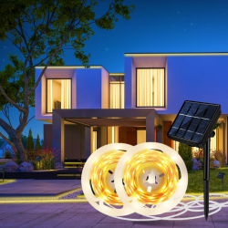 Aitesuo Solar LED Strip 10m, 2x5m Warmweiß 2700K Solarbetriebene LED Streifen Außen 🌞💡 Angebot bei HelloDeals