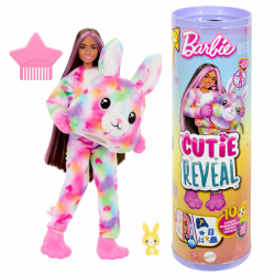 Barbie Cutie Reveal Puppe und Accessoires, Batik-Häschen-Plüschkostüm und 10 Überraschungen mit Farbwechsel Angebot bei HelloDeals