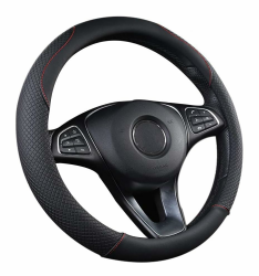 🚗 Lenkradbezug Leder - Schwarz & Rot 🚗 Angebot bei HelloDeals