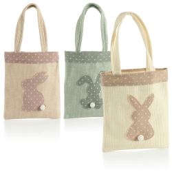 com-four® 3x Geschenktasche für Ostern 🐰🎁 - Beutel mit Osterhase zum Verschenken - niedliche Geschenktüte mit Oster-Motiv (3 Stück - Tasche - 3-farbig) Angebot bei HelloDeals