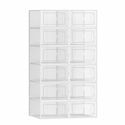👟📦 SONGMICS Schuhboxen, 12er Set - Transparent-Weiß LSP12SWT Angebot bei HelloDeals