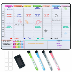 📅 POPRUN Magnetisch Whiteboard Wochenplaner 42x28cm 🧲 Abwischbarer Familienplaner Angebot bei HelloDeals