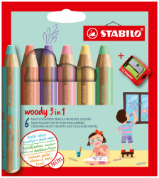 🎨 STABILO - Buntstift, Wasserfarbe & Wachsmalkreide - woody 3 in 1-6er Pack 🌈 Angebot bei HelloDeals
