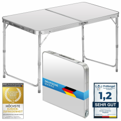 🌟 Klappbarer Multifunktionstisch Mehrzwecktisch Campingtisch Klapptisch Markttisch höhenverstellbarer Tapeziertisch Beistelltisch - Weiß 120 x 60 cm Angebot bei HelloDeals