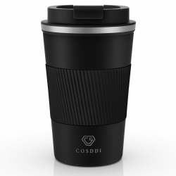 CS COSDDI Thermobecher- Isolierbecher, Edelstahl Travel Mug, 13oz/380ml Vakuum auslaufsicher Reisebecher mit Deckel, Autobecher, doppelwandig isoliert Angebot bei HelloDeals