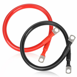🔋🔌 2 Stück Batteriekabel M10 50cm 35mm2 12V/24V Kupfer Ringklemmen Schwarz + Rot Angebot bei HelloDeals