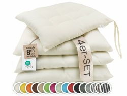 🌟 ZOLLNER 4er Set Sitzkissen 40x40cm | Gemütliche Stuhlkissen in Creme Angebot bei HelloDeals