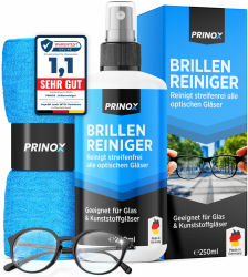 👓 PRINOX® Brillenreiniger Set 250ml mit Mikrofaser Brillenputztuch - Brillen Reiniger Angebot bei HelloDeals