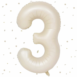 Beige Luftballon Zahl 3 🎈 Geburtstagsdeko Kinder Mädchen Junge Angebot bei HelloDeals