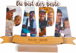 Personalisiertes Foto Holzbild mit Sockel - Geschenk für Vater 🎁 Angebot bei HelloDeals